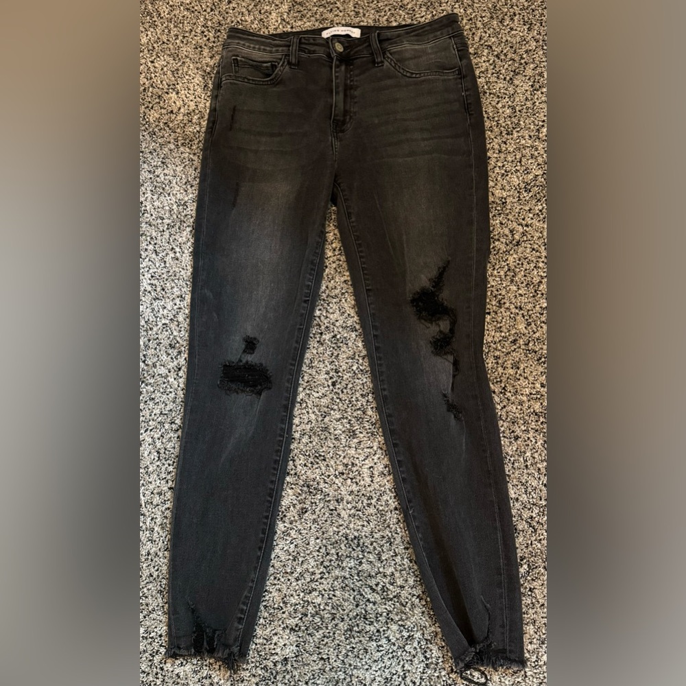 FLYING MONKEY DISTRESSED BLACK SKINNY JEANS (29)